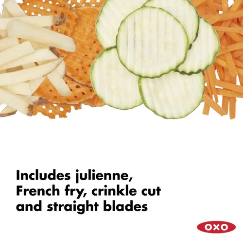 Vista 3 de OXO Good Grips Chef's Mandoline Slicer 2.0 y pelador giratorio