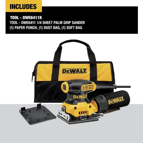 Vista 3 de DeWalt DWE6411K - Set de lijadora de mano, hoja 1/4