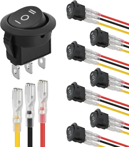Vista 11 de Nilight Interruptor de botón de 0.472 in, 5 unidades con arnés precableado de acero inoxidable de 12 V 24 V, bloqueo automático, interruptores 5