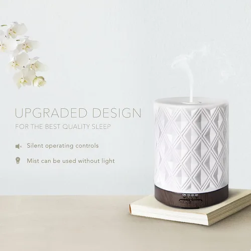 Vista 6 de EARNEST LIVING Difusor de aceite esencial para habitación grande en cerámica blanca de 250 ml con aromaterapia, 4 temporizadores, 7 luces nocturnas