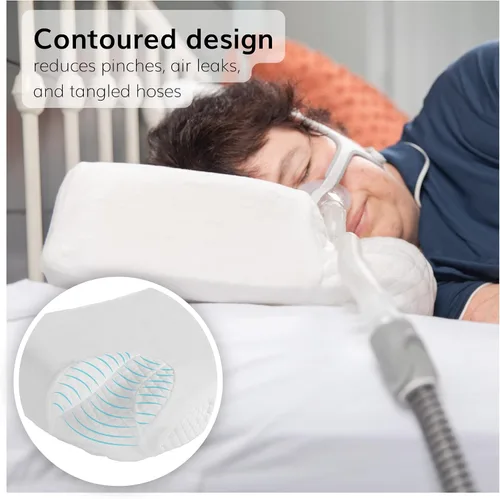 Vista 3 de BraceAbility Almohada CPAP – Cuña de postura ortopédica de contorno ortopédico de espuma viscoelástica para paciente de lado, para evitar ronquidos