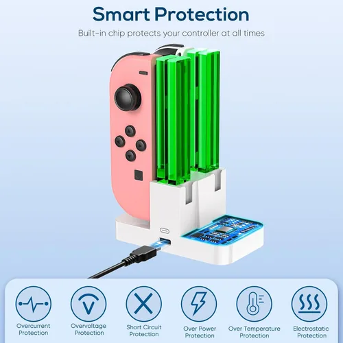 Vista 2 de Repuesto de muelle de carga para interruptor y cargador para interruptor OLED Joy Con, estación de carga para interruptor con un cable de carga USB
