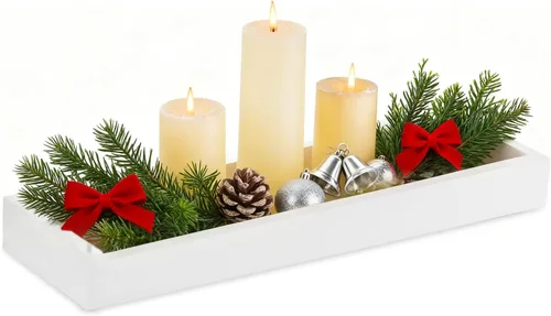 Vista 10 de Hanobe Bandeja rectangular larga y estrecha: portavelas rectangular decorativo negro, bandeja de centro de mesa, bandeja de servir sin asa para mesa