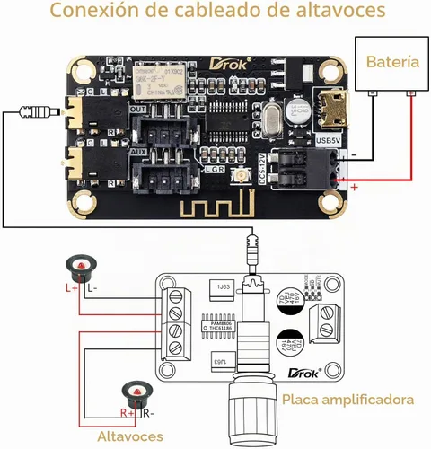 Vista 6 de DROK Placa de Bluetooth, Receptor de Audio de 12V, Módulo de Bluetooth DC 5V-12V, Electrónica Portátil, Circuito de Recepción de Música Estéreo