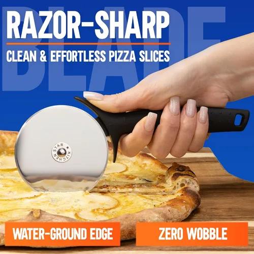 Vista 2 de Cortador de Pizza KitchenStar - Cuchillo de corte de acero inoxidable 304 con hoja súper afilada, mecanismo de eje anti-vacilación, mango ergonómico