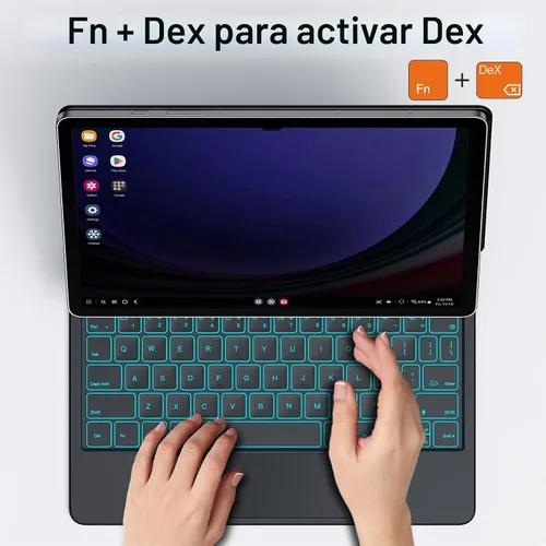 Vista 8 de JUQITECH Funda para Teclado Mágico para Samsung Galaxy Tab S10 Lite S10 FE 2025 S9 FE 10.9 Pulgadas S11 S9 S8 S7 11", Soporte Magnético