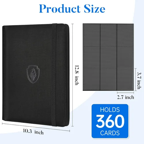 Vista 6 de Carpeta prémium de 9 bolsillos para tarjetas de 360 tarjetas, carpeta de tarjetas comerciales Fabmaker PU Sturdy Card Collection Album