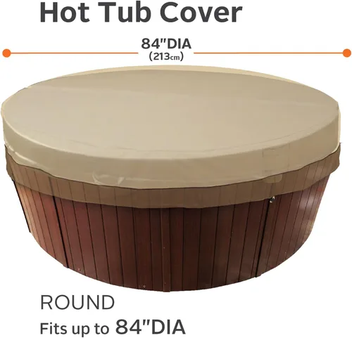 Vista 3 de Classic Accessories Veranda - Cubierta redonda resistente al agua para bañera de hidromasaje de 84 pulgadas, fundas para muebles de patio