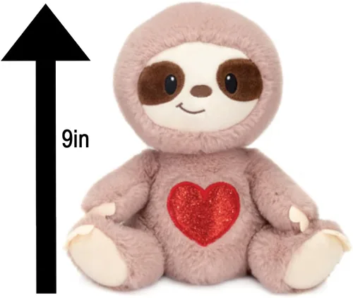 Vista 2 de Fiesta Perezoso de peluche con corazón de purpurina - 9 pulgadas