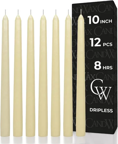 Vista 73 de CANDWAX Juego de 12 velas cónicas color naranja de 8 pulgadas, sin goteo, sin perfume, de larga duración, perfectas para fiesta de Halloween