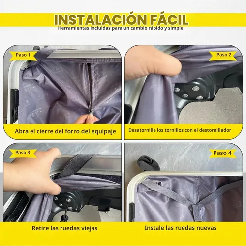 Vista 5 de Ruedas de equipaje de repuesto para maleta, ruedas de repuesto para reparación de ruedas de equipaje (H041-S- un par)