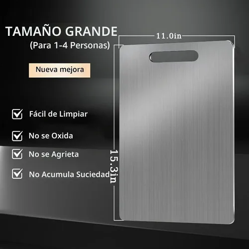 Vista 3 de Tabla de cortar de titanio, tabla de cortar de acero inoxidable, tablas de cortar de titanio 100% puro para cocina, perfecta para varias tareas