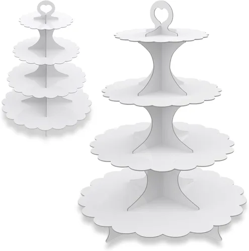 Vista 9 de Soporte redondo negro para cupcakes de 4 niveles, paquete de 2, elegante exhibición de postres para bodas, fiestas, cumpleaños