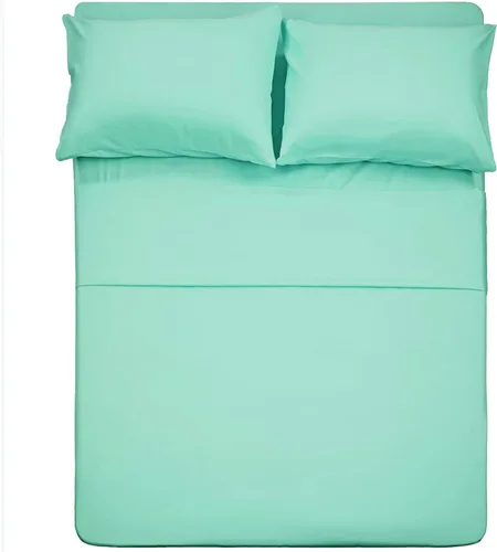 Vista 28 de Juego de sábanas de diseño estampado clásico - Juegos de sábanas con bolsillo profundo ultra suave y transpirable., Microfibra, Celeste (Baby Blue)