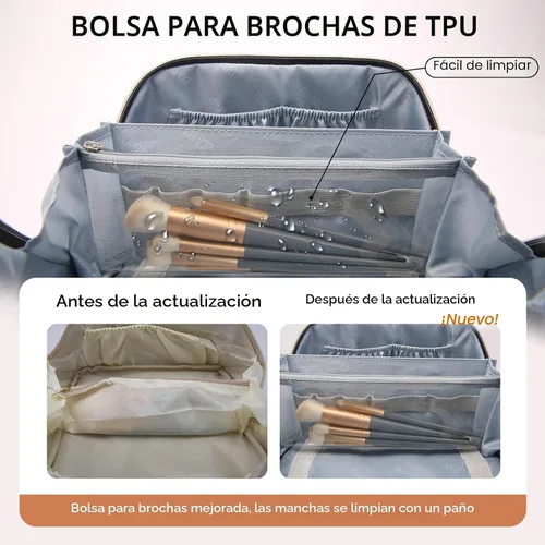 Vista 6 de BOYATU Bolsa de maquillaje de viaje para mujer: 3 en 1 modular con estampado de leopardo para viajes de 3 a 15 días - Neceser impermeable de cuero