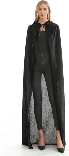 Vista 2 de Capa de disfraz unisex de Halloween para adultos, capa de vampiro con capucha de terciopelo para mujeres y hombres, vestido de fiesta de disfraces