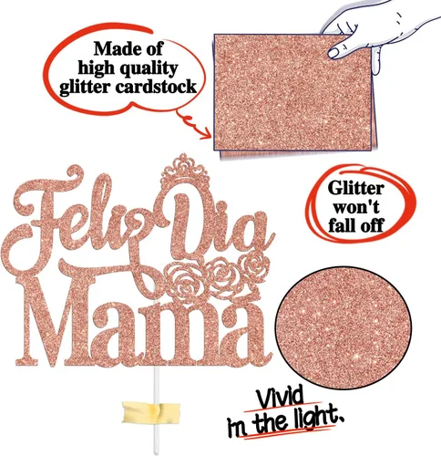 Vista 6 de Feliz Dia Mama - Decoración para tartas, decoración de pastel con la mejor mamá del mundo de España, suministros de fiesta para el día de la madre