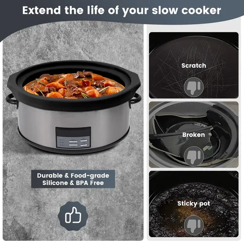 Vista 6 de Forros para olla de cocción lenta que se ajustan a Crock Pot de 6,5 a 7,5 l, 2 piezas de forros para olla de cocción lenta de 6,5 a 7,5 l para ollas