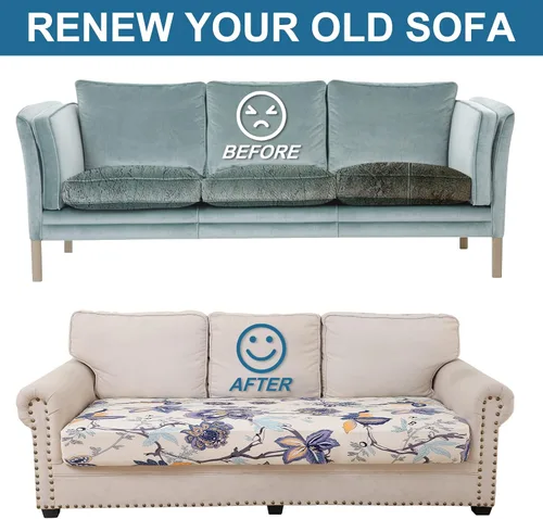 Vista 8 de Smiry Fundas de cojín de sofá estampadas, fundas elásticas suaves para sofá, fundas de sofá lavables antideslizantes, protector de muebles para Beige