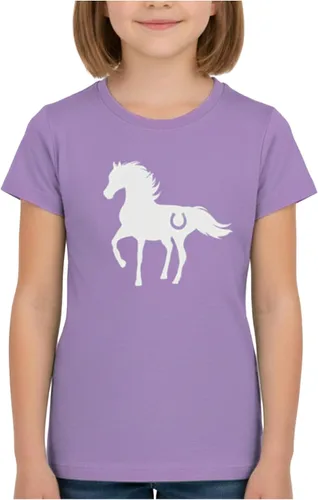Vista 9 de Tstars Camiseta patriótica para niñas, diseño de caballos, bandera de Caballos / Azul frío