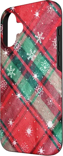 Vista 2 de Green Red Christmas Plaid Winter Snowflakes Case for iPhone 16