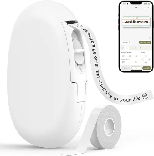 Vista 10 de SUPVAN E10 - Máquina etiquetadora Bluetooth con cinta, color negro Fits Continuous & Die-Cut Waterproof Label, Easy App Editing, Rechargeable