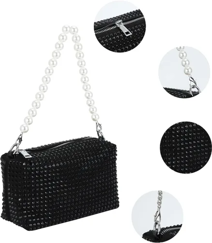 Vista 4 de Bolso de mano para mujer, bolso de noche brillante, bolso cruzado, bolso de mano con diamantes de imitación