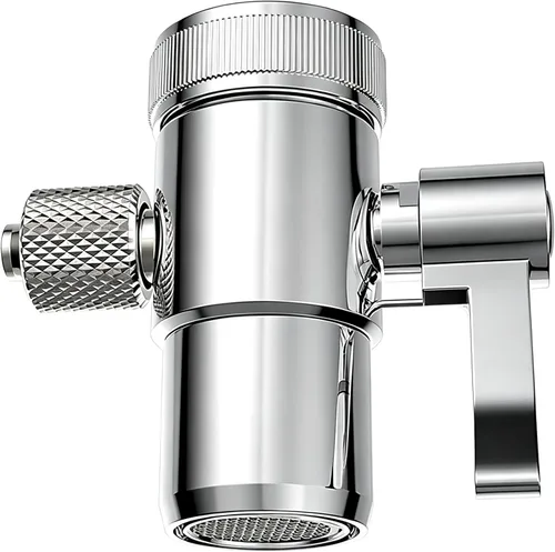 Vista 6 de Válvula desviadora de adaptador de grifo con conector M22 x M24, latón, cromo (se adapta a tubos RO de 3/8 pulgadas)