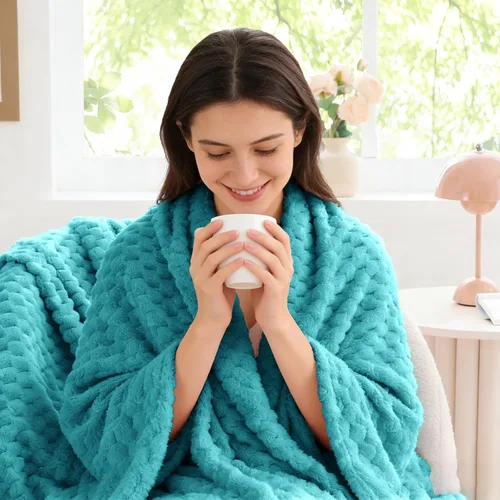 Vista 32 de BEDELITE Manta de forro polar para sofá y cama, manta decorativa de jacquard 3D de almendra, súper suave y acogedora, manta mullida cálida adecuada