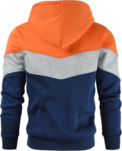 Vista 3 de Gesean - Sudadera con capucha de manga larga para hombre, diseño de bloque de color, estilo casual, con bolsillo