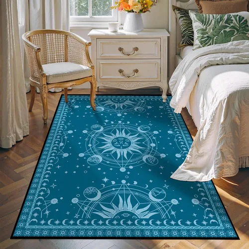 Vista 10 de Alfombra de Sol y Luna Boho Alfombras de Área Celestiales para Dormitorio Residencia Universitaria Sala de Estar Bohemia Oculta Creciente Solar