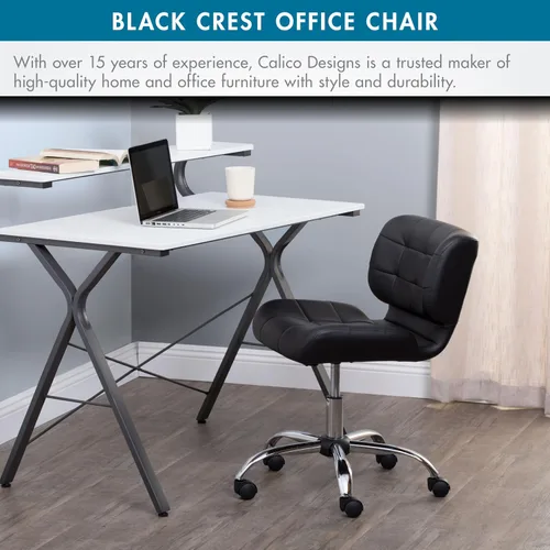 Vista 6 de Calico Designs - Silla de oficina moderna sin brazos con cresta negra, silla giratoria de oficina, silla de escritorio, silla de computadora