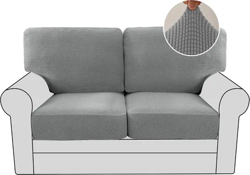 Vista 25 de H.VERSAILTEX Fundas elásticas para sillas de varias piezas, fundas para cojines ajustables para asiento y respaldo