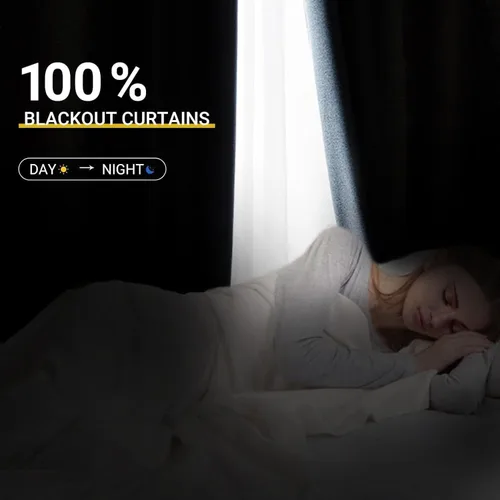 Vista 2 de 100% Blackout Shield Juego de 2 paneles de cortinas opacas de lino de 84 pulgadas de largo, cortinas opacas para dormitorio, aislamiento térmico