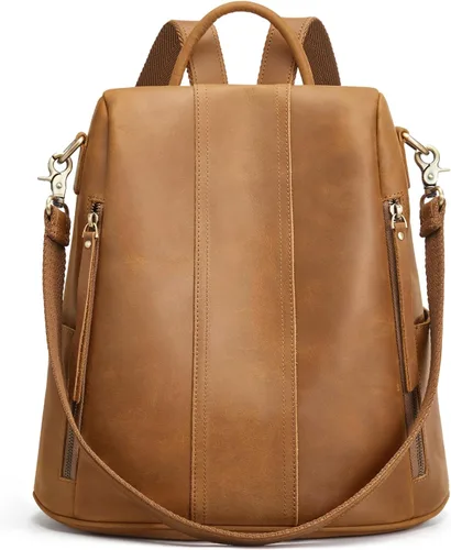 Vista 10 de S-ZONE - Mochila de piel suave para mujer, antirrobo, mediana, bolsa de hombro 2-negro