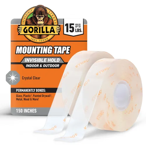 Vista 11 de Gorilla Cinta de Montaje Resistente y Transparente de Doble Cara, Cinta Transparente, 1" x 150" (Paquete de 1) - Resistente a la Intemperie