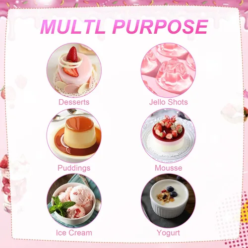 Vista 2 de Paquete de 100 tazas de postre de plástico transparente con cucharas, tazas de mousse de 2 onzas, tazas de parfait transparentes, tazas de postre