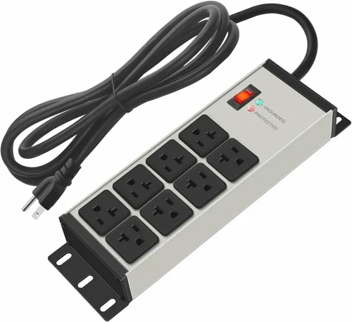 Vista 7 de CCCEI Tira de alimentación magnética resistente con protector de sobretensiones 20Amp, tomas de extensión de alta amplitud de 12 calibre, tira