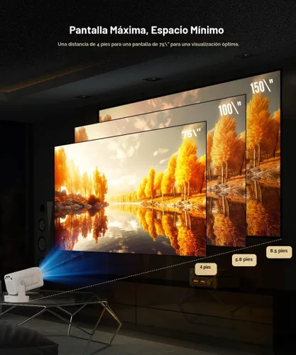 Vista 4 de 【Enfoque automático y 1080P】Mini proyector inteligente Magcubic con soporte 4K, proyector portátil con WiFi 6 y Bluetooth 5.4, altavoz de 5 W