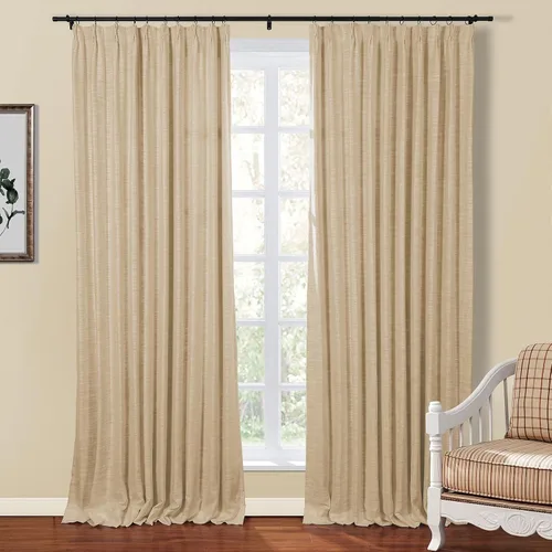 Vista 20 de TWOPAGES Cortina de Pliegues Pellizco Beige para Sala de Estar de 84 Pulgadas de Largo, Panel de Cortina de Ventana de Doble Capa Oscurecedora