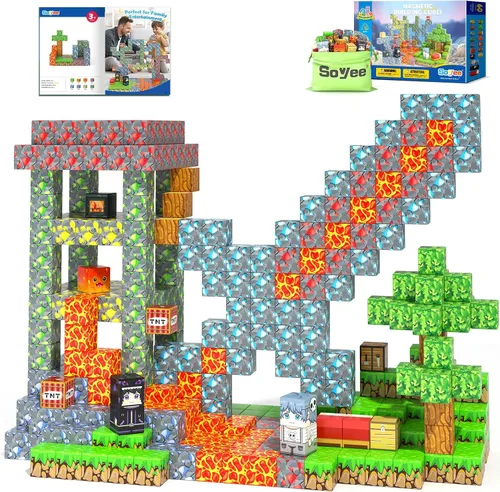 Vista 11 de Soyee Bloques Magnéticos - Juego de Construcción de Mundo Magnético de Mina para Niños Pequeñas Juguetes Sensoriales para Niños y Niñas Edades 3-5