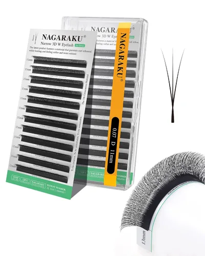 Vista 100 de NAGARAKU Extensiones de pestañas prefabricadas en abanico 3D W 0.05 C 0.315 0.05-C 3D W