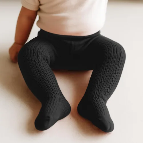 Vista 4 de American Trends Medias de bebé para niñas, leggings de algodón de punto trenzado, medias suaves sin costuras para recién nacidos, medias para bebés