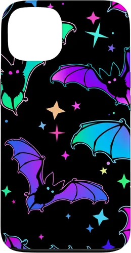 Vista 7 de iPhone 16 Gótico Bat Halloween Patrón Spooky Bats Lover Regalo en funda negra