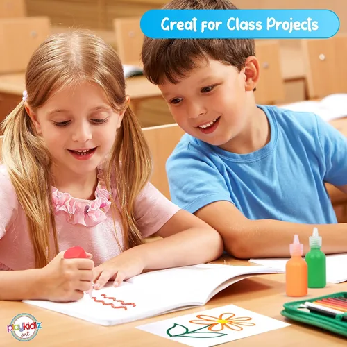 Vista 5 de Pintura de soplo, paquete de 6 pinturas para tela 3D, colores neón, permanente, no tóxica y lavable, juego de pintura para niños a partir de 3 años