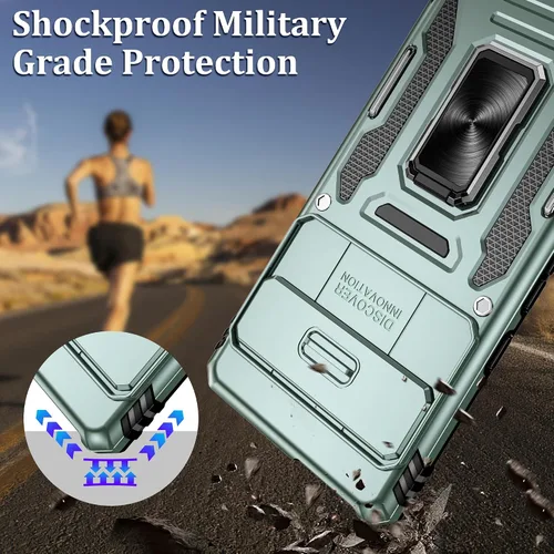 Vista 6 de Funda para Google Pixel 7 Pro, con cubierta deslizante para cámara y protector de pantalla HD, [probado contra caídas de grado militar] Funda