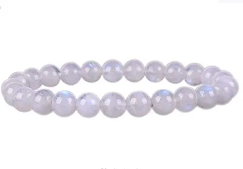 Vista 26 de AD Beads Pulsera elástica de cuentas redondas de piedras preciosas naturales, curación Reiki, 0.315 in Azul aguamarina