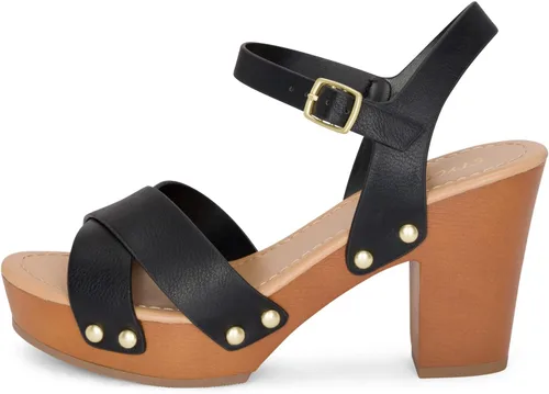Vista 2 de STYLISH S SHIFT - Sandalias de tacón de plataforma de madera sintética con correa de tobillo y puntera abierta para mujer