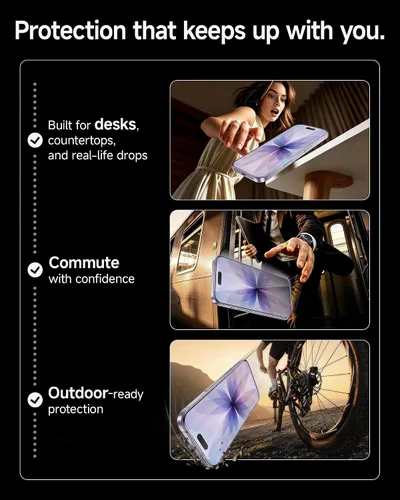 Vista 6 de SMARTDEVIL Corning™ - Protector de pantalla para iPhone 17, vidrio templado transparente HD 9H+, reforzado máximo a prueba de roturas, instalación