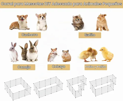 Vista 5 de Corralito para mascotas, corralito transparente para animales pequeños, cerca de patio para cachorros, conejos, cobayas, hurones, ratones
